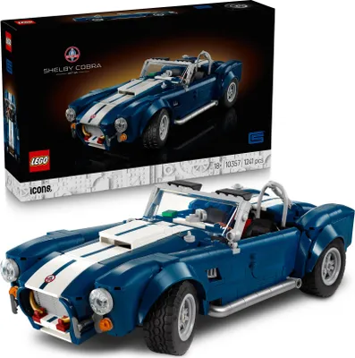 Produktbild von LEGO Icons Shelby Cobra 427 S/C - Modellauto zum Sammeln - Spielzeugauto mit funktionierender Lenkung, detailliertem V8-Motor und Zubehör - DIY Set - Kreatives Geschenk für Oldtimerfans - 10357