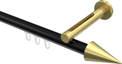 Produktbild von Interdeco Innenlaufstange / Gardinenstange mit Innenlauf Schwarz / Messing-Optik, Typ Siteno Savio (Kegel), 20 mm Ø 1-läufig, 480 cm