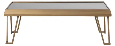 Immagine prodotto di Tavolino dorato con struttura in legno, design moderno, stile minimalista