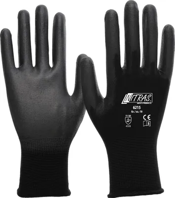 Produktbild von NITRAS Nylonhandschuhe, schwarz / schwarz, EN 388 schwarz Gr.: 7