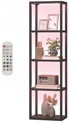 Produktbild von HOMCOM RGB Stehlampe mit Glasregalen, 4-Ebenen-LED-Stehleuchte mit Fernbedienung
