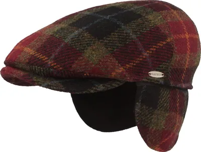 Mayser karierte Flatcap Schurwolle mit Ohrenklappen Sydney Plus in 9610 rot gem.