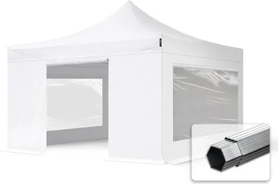 Produktbild von TOOLPORT 4x4m Aluminium Faltpavillon, inkl. 4 Seitenteile, weiß