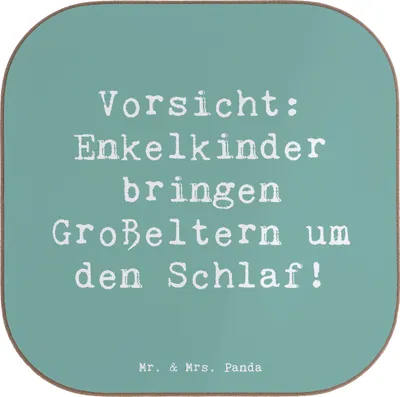 Produktbild von Mr. & Mrs. Panda Holzuntersetzer Spruch Enkelkinder - Meeresbrise - Geschenk, Untersetzer für Gläser, Schlafmangel, Tassenuntersetzer, Humor, gläseruntersetzer, Coaster