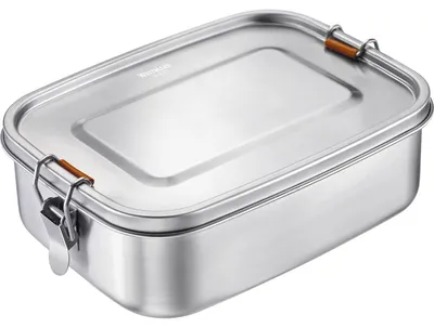 Lunchbox 1500 ml Edelstahl mit Silikondichtung silber