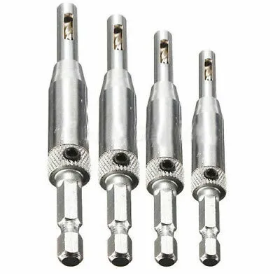 Produktbild von 4 tlg HSS Zentrierbohrer Holz Bohrer Türscharnier Selbstzentrierende Drils Set