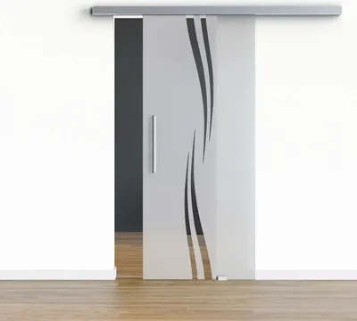 Produktbild von Pertura Glasschiebetür Komplettset Glera Swirl 900x2050 mm inkl.Beschlag Selir Aluminium Edelstahloptik,Stangengriff