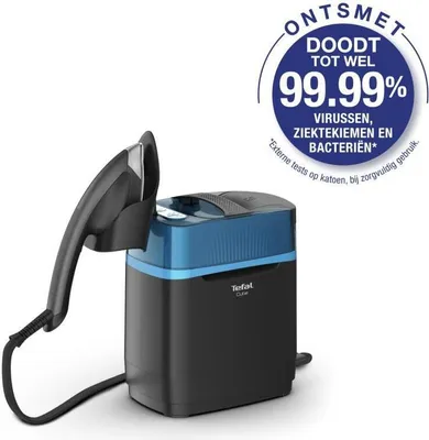 Zdjęcie produktu dla Tefal Cube UT2020, Ręczny parowiec do ubrań, 1,1 l, 1,17 min, Czarny, Niebieski, 90 g/min, 200 g/min