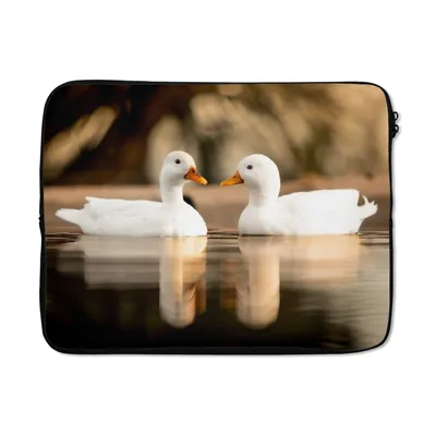 Produktbild von MuchoWow® Laptop Hülle 17 Zoll Laptoptasche Ente - Weiß - Tiere - Wasser - Vogel - Enten - Zipper - Schutzabdeckung