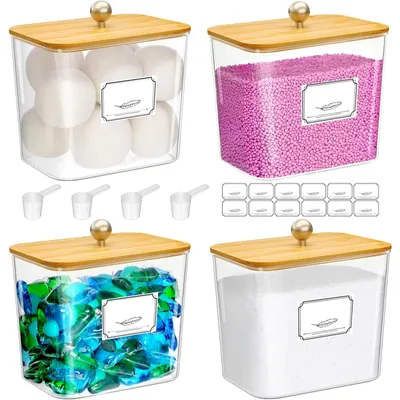 Immagine prodotto di Dispenser per detersivo - Contenitore per detersivo - Trasparente - Set da 4 - 2,7 litri