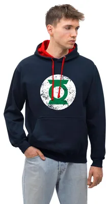 Produktbild von Spreadshirt DC Comics Justice League Green Lantern Logo Uni Kontrast Hoodie, XXL, Navy/Rot