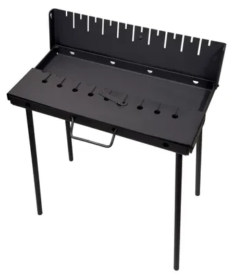 Produktbild von GOROCH Mangal Grill für 10 Spieße - Faltbarer Schaschlik Grillkoffer aus 3 mm Stahl, tragbarer Holzkohlegrill für Camping, Garten & Outdoor BBQ - Black Edition
