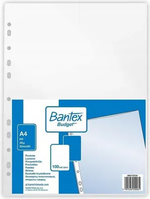 Produktbild von BANTEX A4 PP-Klarsichttasche, 40 µm, BUDGET (100 Stück)