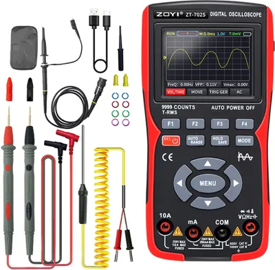 Obrázek produktu pro digitální osciloskopický multimetr 2v1, vzorkovací frekvence 48MSa/s, šířka pásma 10Mhz, 9999 počítání, True RMS, 2,8" IPS barevný displej multimetru
