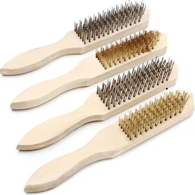 Produktbild von Drahtbürsten 4 Stück, Holzgriff, für Grill
