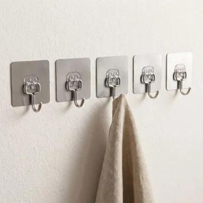 Produktbild von Selbstklebende Edelstahlhaken, 6,5 cm, 5er-Set