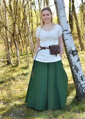Produktbild von Mittelalter Bluse Aren kurzam auf Baumwolle, natur - Mittelalterbluse - Wikinger LARP Mittelalterkleidung für Damen Größe: XXL