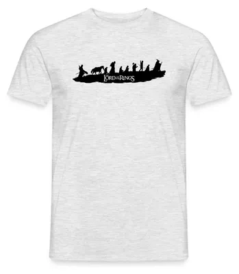 Produktbild von Spreadshirt Der Herr Der Ringe Logo, Gandalf Und Die Gefährten Männer T-Shirt, 4XL, Grau meliert