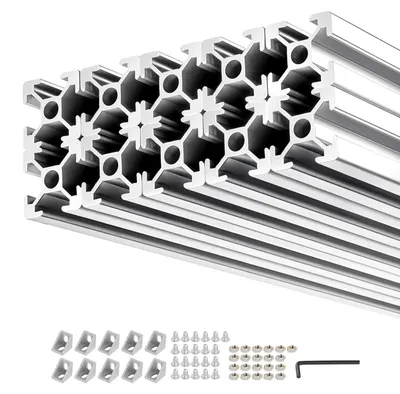 Immagine prodotto di SucceBuy 2020 Profilo in alluminio, 10 pezzi da 1 m, guide con scanalatura a T anodizzate conformi agli standard UE, robusto profilo estruso, guide in alluminio per stampanti 3D, progetti fai-da-te CNC e banchi da lavoro, argento