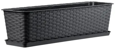 Obrázok produktu pre Kvetináč na balkón – závesný kvetináč – 60 cm – plast – moderný dizajn pre zábradlie – antracitová farba