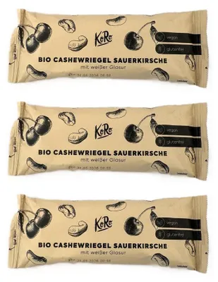 Produktbild von 3x KoRo Cashewriegel Sauerkirsche 50g -