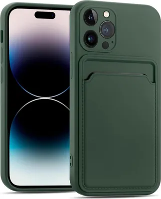 Produktbild von Conie Schutzhülle für iPhone 16 Pro Max mit Kartenfach Tasche Case Cover Bumper Silikon Hülle in Grün