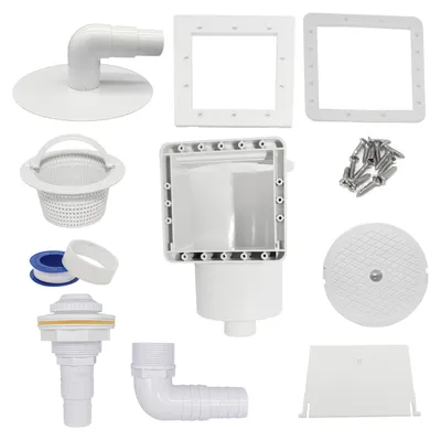 Produktbild von HAF Einbauskimmer Komplett Set Weiß für Stahlwandbecken | Pool Skimmer Set aus ABS inkl. Einlaufdüse, Schlauchanschluss 32mm & 38mm + Zubehör