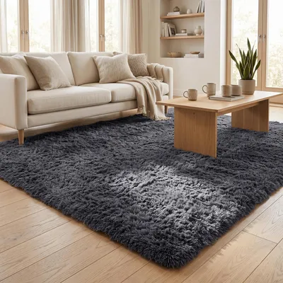 Produktbild von Fluffy Shaggy Teppich – Hochflor weich & flauschig, Größe:60x90 cm, Farbe:Anthrazit
