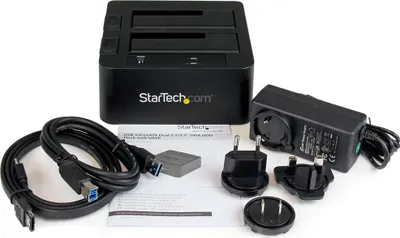 Obrázek produktu pro StarTech.com SDOCK2U33EB, HDD, SSD, Serial ATA III, 2.5,3.5", 8 TB, USB 3.2 Gen 1 (3.1 Gen 1) Type-B, Černá
