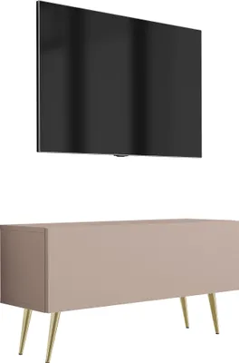 Zdjęcie produktu dla Szafka pod telewizor: karmelowy brąz, 100 x 52 x 32 cm, złote nóżki