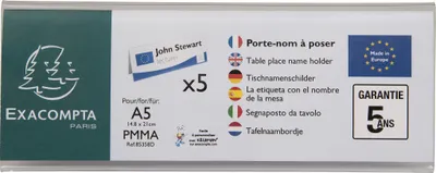 Image de Exacompta 10x Lot de 5 chevalets double face horizontal A5 Cristal 85358D