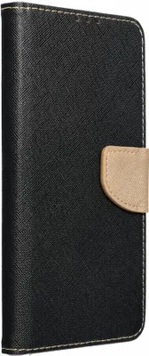 Produktbild von Buch Tasche "Fancy" kompatibel mit SAMSUNG GALAXY S23 FE Etui mit Standfunktion, Kartenfach Schwarz-Gold