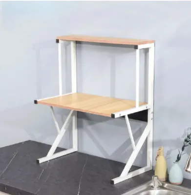 Immagine prodotto di Ripiano per microonde - Portaoggetti a 2 livelli - XL - Mensola in legno per piano di lavoro - Organizzatore per cucina - Giallo