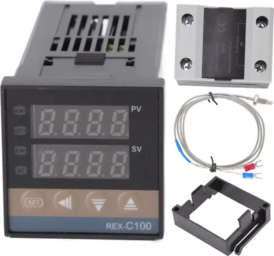 Productafbeelding van PID-thermostaat-temperatuurregelaar-set, 0-400 °C, geschikt voor kippenstallen, met thermokoppel-relais, 100-240 V, 25 A