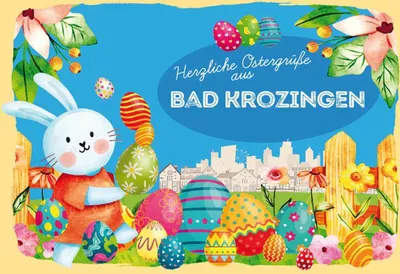 Produktbild von vianmo Holzschild 20x30 cm Ostergrüße BAD KROZINGEN Ostern