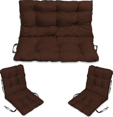 Produktbild von Sitzkissen Bankkissen Bankauflage - 100x50 cm und Rückenlehne 100x60 cm mit 2er 48x96 cm Stuhlkissen Set - Outdoor und Indoor - braun