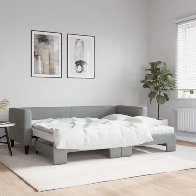 Image de Maison Exclusive - Canapé-lit convertible avec matelas, gris clair, 80 x 200 cm, tissu