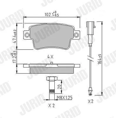 Produktbild von JURID Bremsbeläge Satz Hinten für FIAT PUNTO EVO (199) 573345J