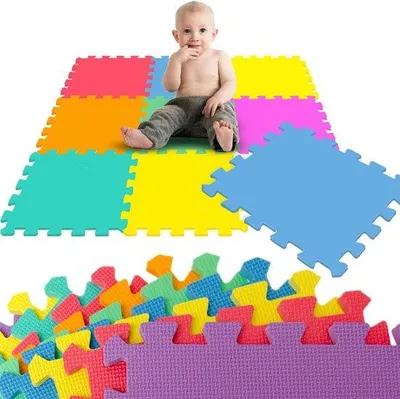 Produktbild von Famanu Spielmatte Puzzlematte für Babys und Kinder - 9-teilig - 30x30 cm - Krabbelmatte aus EVA-Schaum