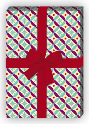 Produktbild von Vintage Stern Geschenkpapier Set, Dekorpapier mit Retro Kreisen, lila - G8603, 32 x 48cm
