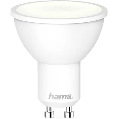 A white Hama LED light bulb with a GU10 base.