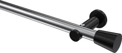 Produktbild von Interdeco Gardinenstange / Vorhangstange Chrom / Schwarz, Typ Platon Sitra (Konus) ohne Ringe, 20 mm Ø 1-läufig, 540 cm