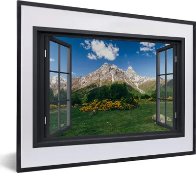 Produktbild von MuchoWow® MuchoWow® Gerahmtes Poster Aussicht - Natur - Berge 40x30 cm - Poster mit zchwarzem Bilderrahmen - Bilderrahmen - Poster im Rahmen