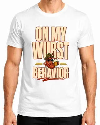 Productafbeelding van My Wurst Behavior Bier Trachtenhemd Lederhosen Heren T-shirt, Wit, 3XL