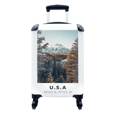 Produktbild von MuchoWow® Koffer Handgepäck Trolley Rollkoffer Kleine Reisekoffer mit 4 Rollen - Amerika - Herbst - Berge - Schnee - Cabin Size < 55x40x23 cm & 55x40x20 cm - Fotokoffer - Kabinenkoffer - Boardgepäck - Reise-Box - Reisekoffer - Reisegepäck - Koffer mit Bild - Trolley für Kinder