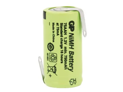 Produktbild von NiMH-Akku, GP, Industriezelle mit Lötfahnen, 28,7x14,5mm, 1,2V/750mAh