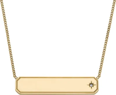 Produktbild von Fossil Halskette Damen Sadie ID-Plakette Edelstahl Gold-Ton JF04926710
