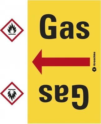 Produktbild von Dreifke® Rohrleitungsband Gas, praxisbewährt, ab Ø 50mm, gelb/schwarz, 33m/Rolle