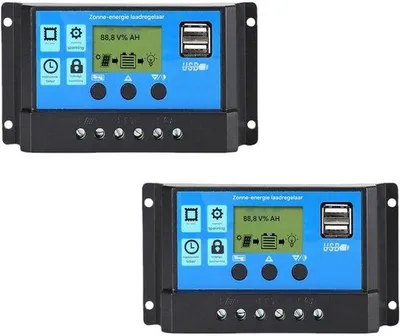 Productafbeelding van 12V-24V zonneregelaar - 30A lader - intelligente spanningsstabilisator voor zonnepanelen - PWM met twee 5V USB-poorten - LCD-scherm - geschikt voor loodaccu's