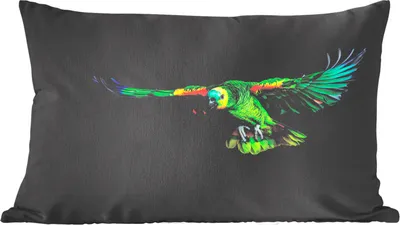 Produktbild von MuchoWow® Zierkissen Sofakissen Wohnzimmer Dekokissen 50x30 cm Papagei - Vogel - Federn - Wohnzimmerdekoration - Polster mit Photo